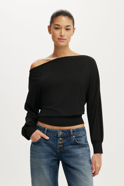 Sage Off Shoulder Long Sleeve