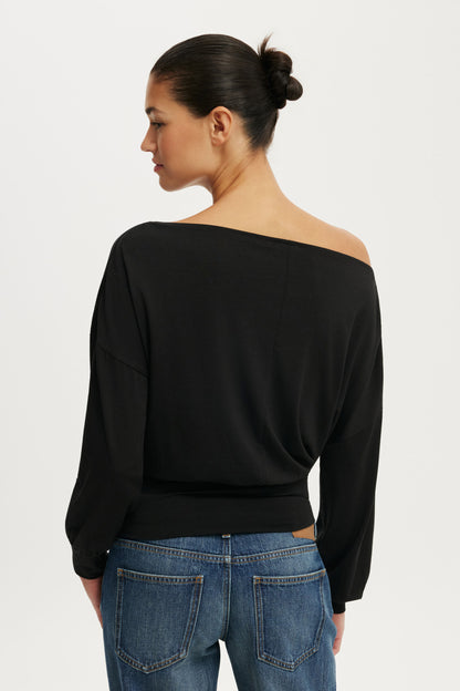 Sage Off Shoulder Long Sleeve