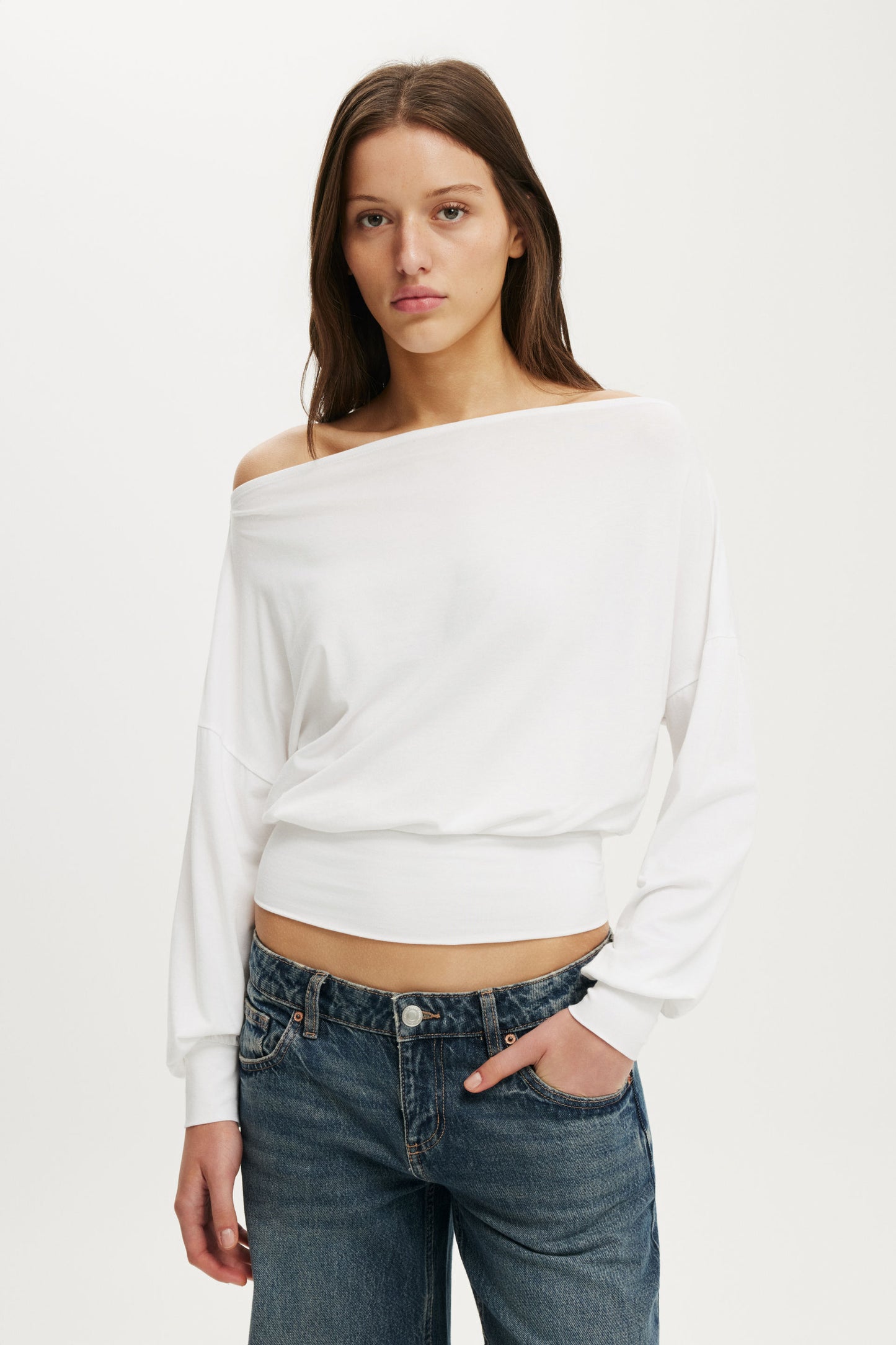 Sage Off Shoulder Long Sleeve