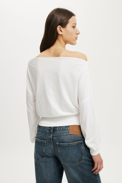 Sage Off Shoulder Long Sleeve