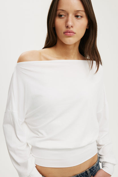 Sage Off Shoulder Long Sleeve
