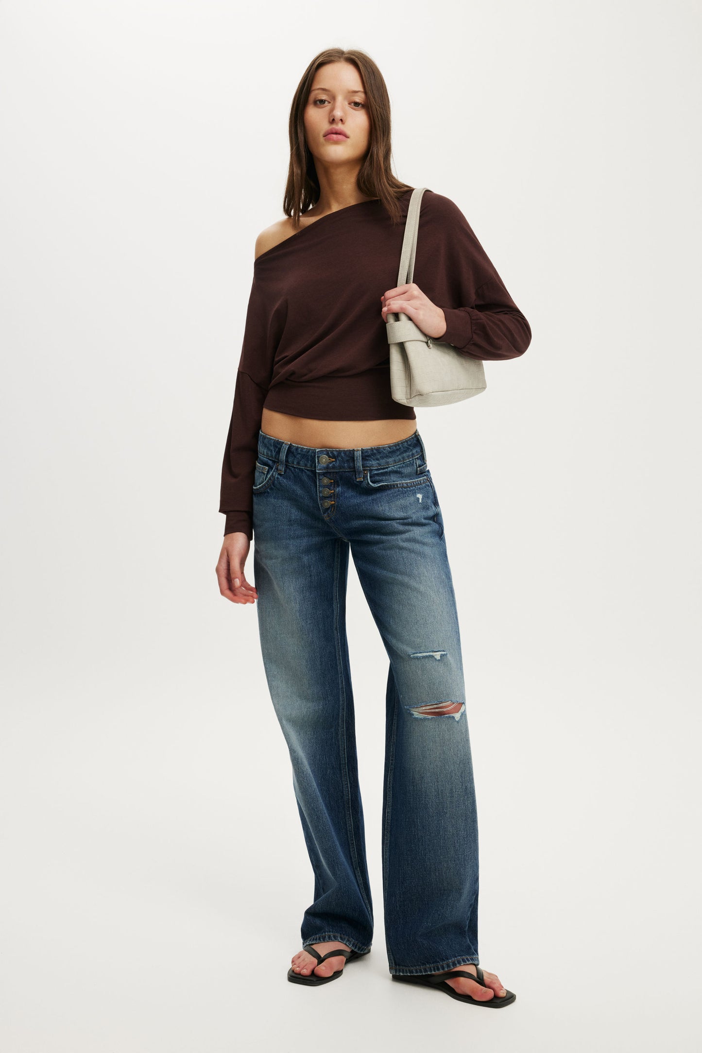 Sage Off Shoulder Long Sleeve