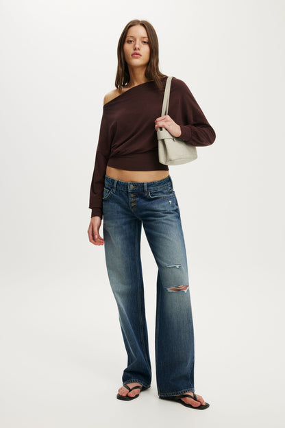 Sage Off Shoulder Long Sleeve