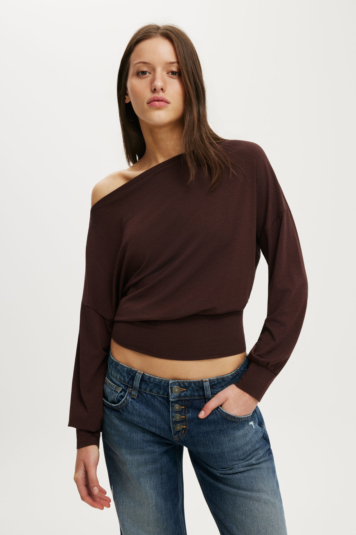 Sage Off Shoulder Long Sleeve