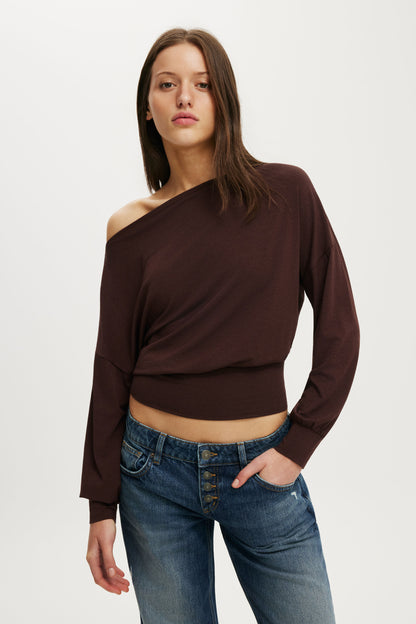 Sage Off Shoulder Long Sleeve