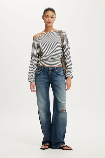 Sage Off Shoulder Long Sleeve