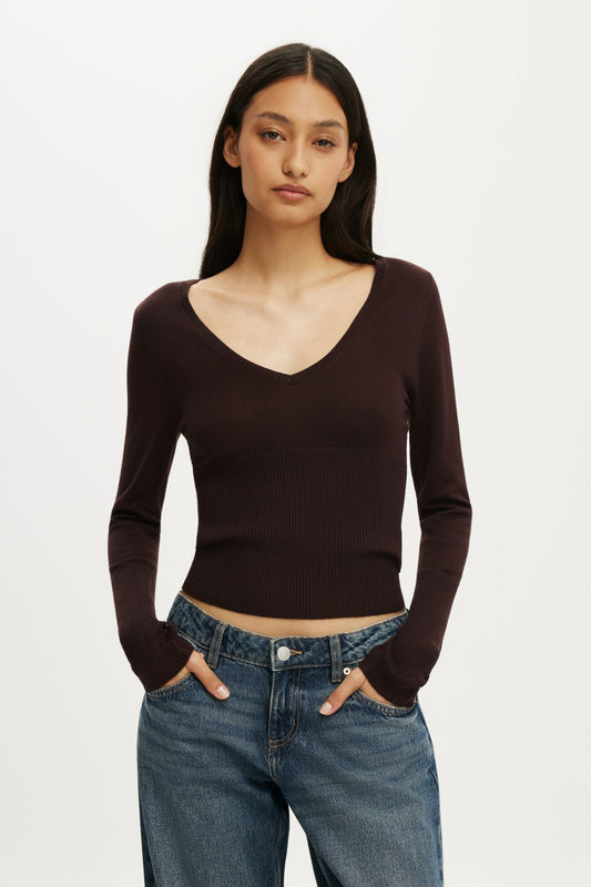Close Knit V-Neck Top