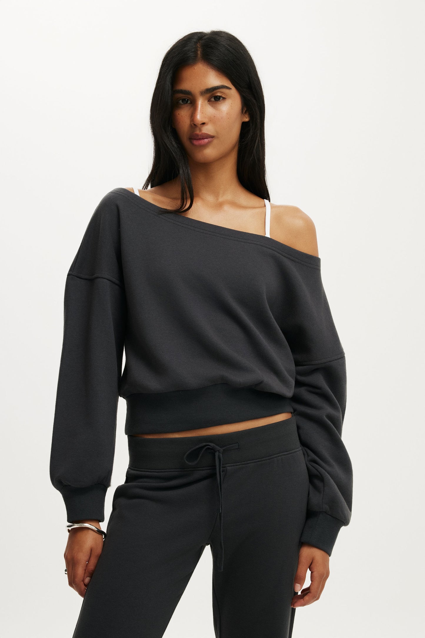Relaxed Off Shoulder Sweatshirt