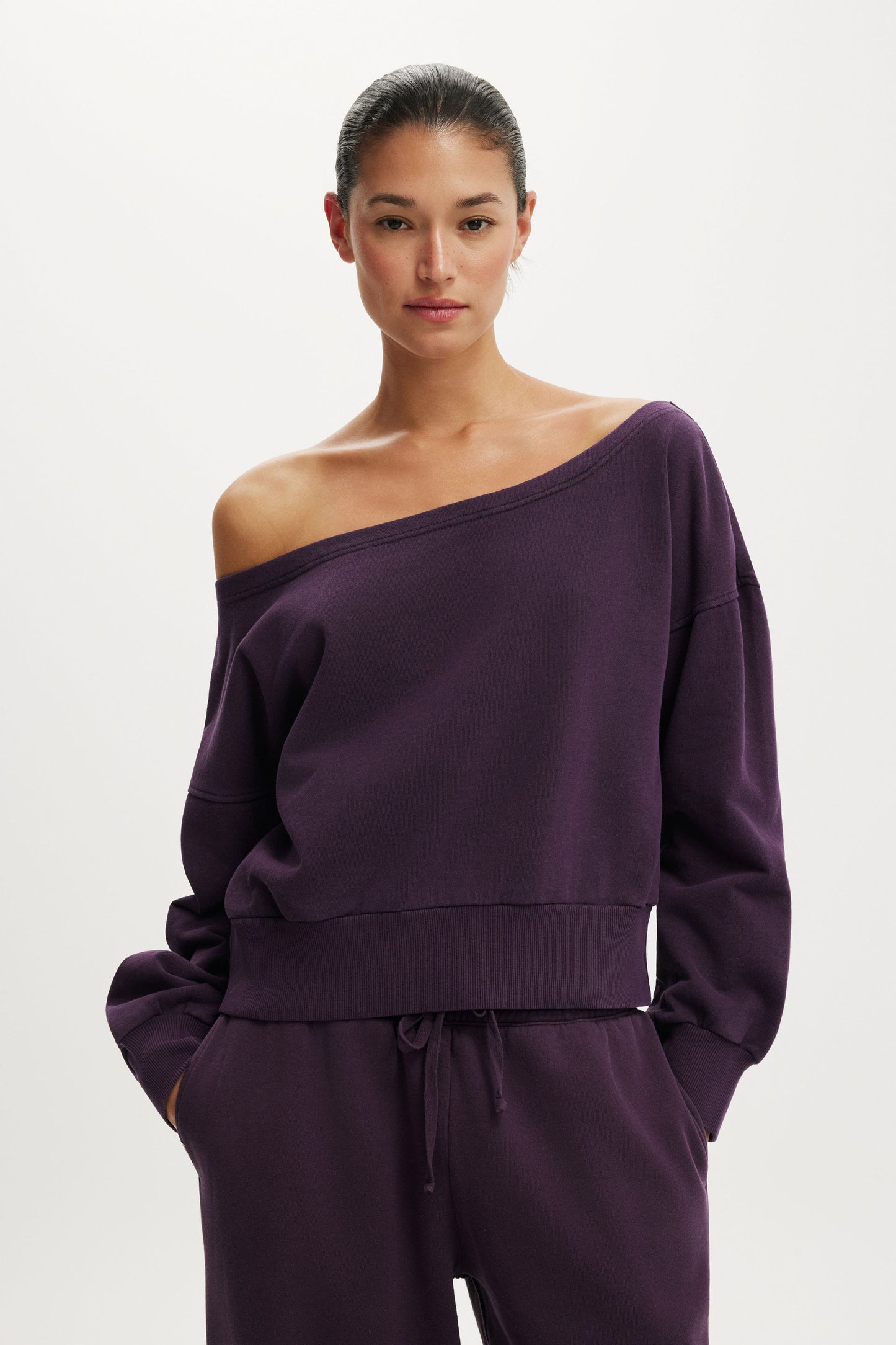 Relaxed Off Shoulder Sweatshirt