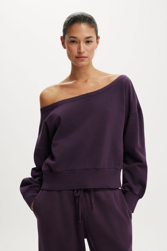 Relaxed Off Shoulder Sweatshirt