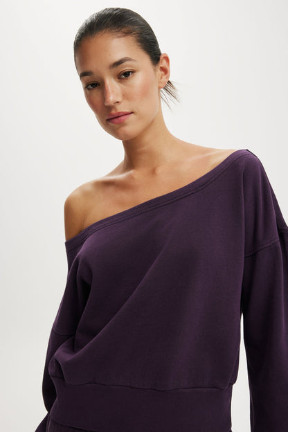 Relaxed Off Shoulder Sweatshirt