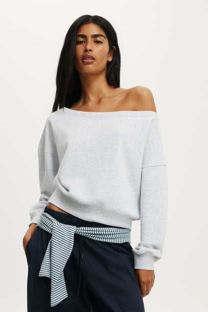 Relaxed Off Shoulder Sweatshirt