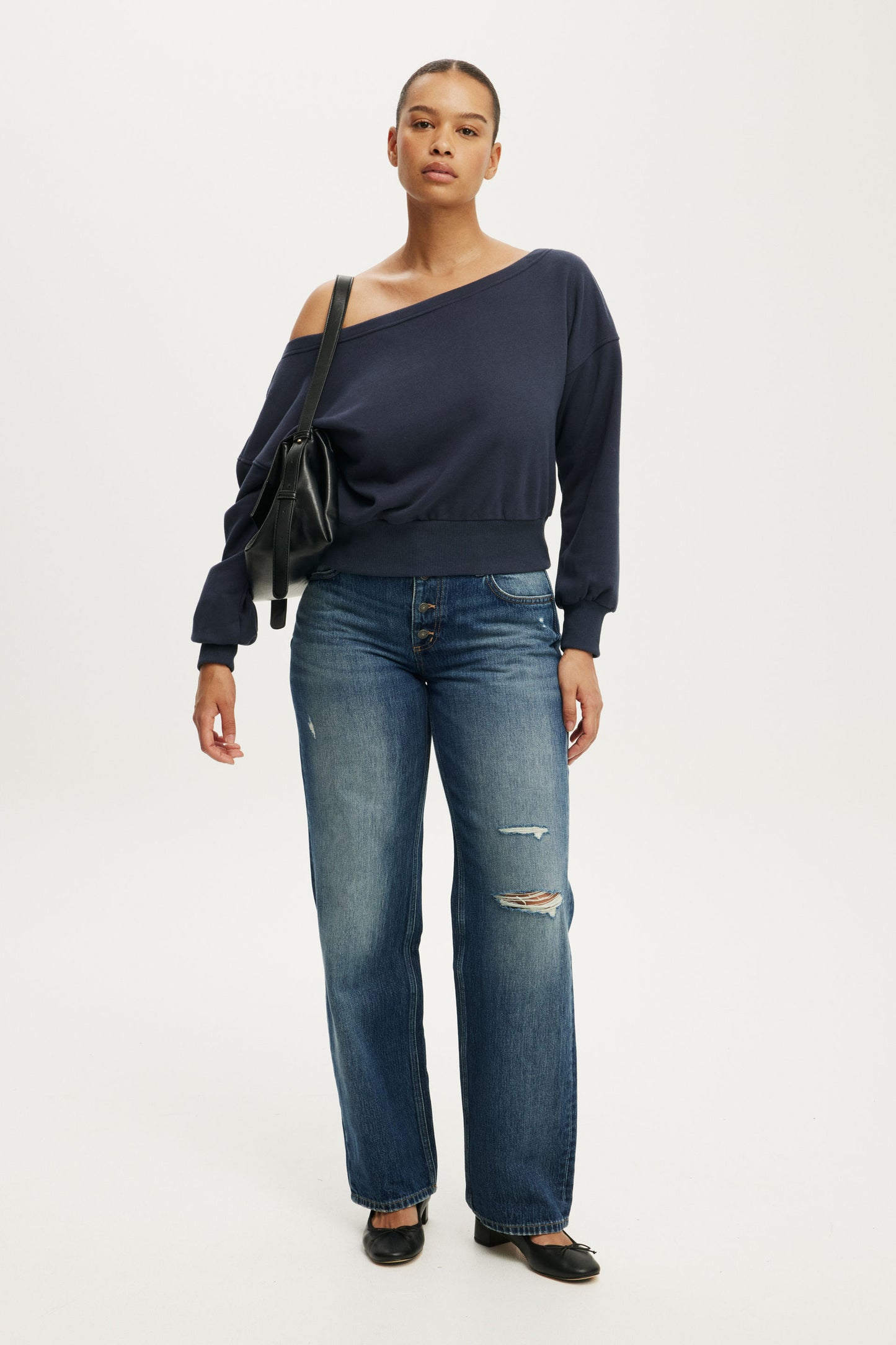 Relaxed Off Shoulder Sweatshirt