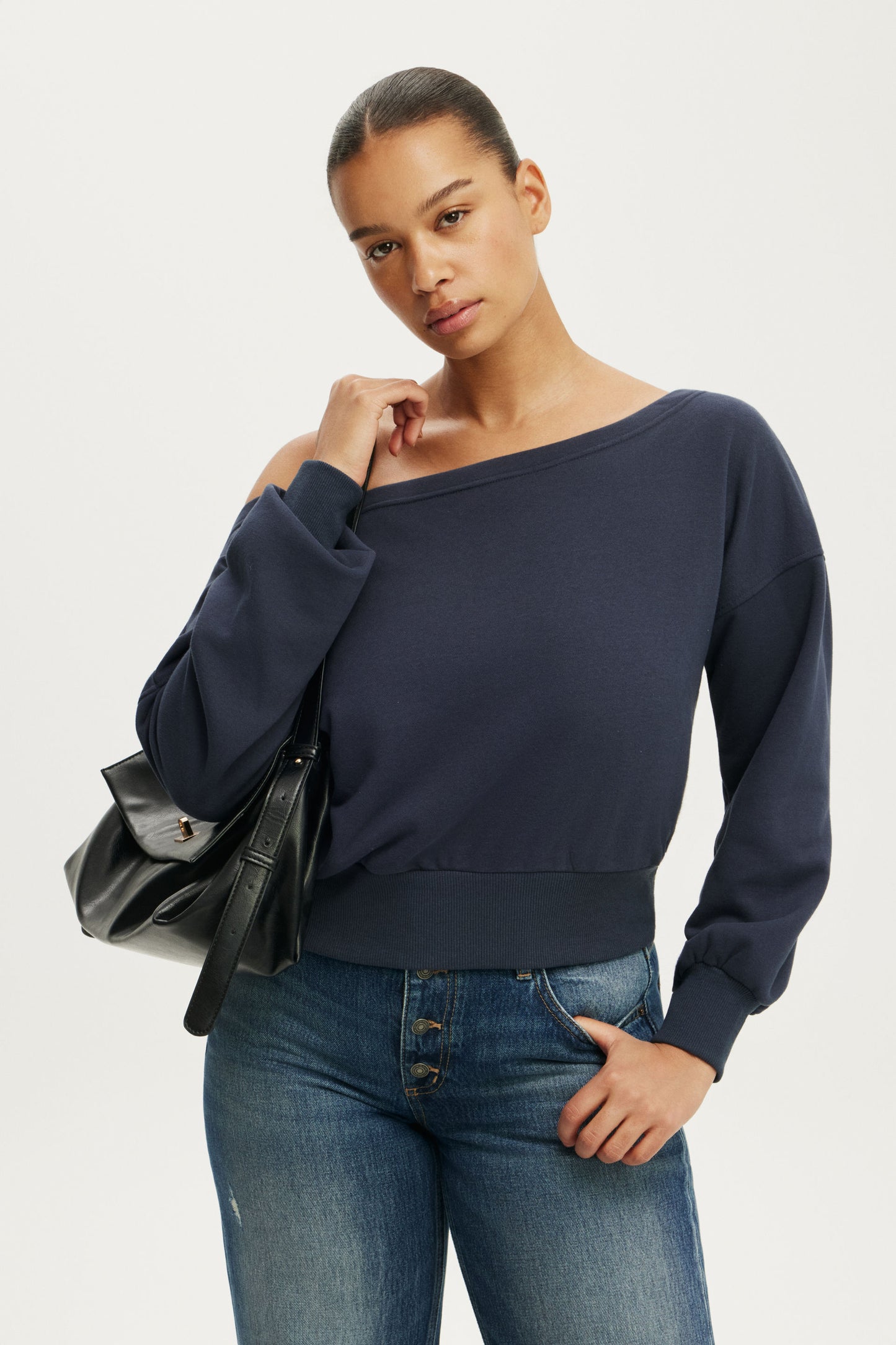 Relaxed Off Shoulder Sweatshirt