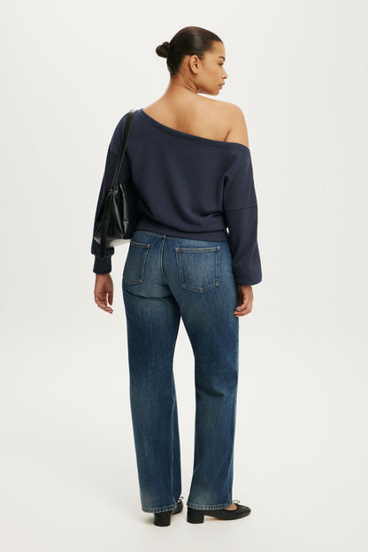 Relaxed Off Shoulder Sweatshirt