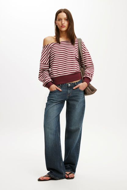 Relaxed Off Shoulder Sweatshirt