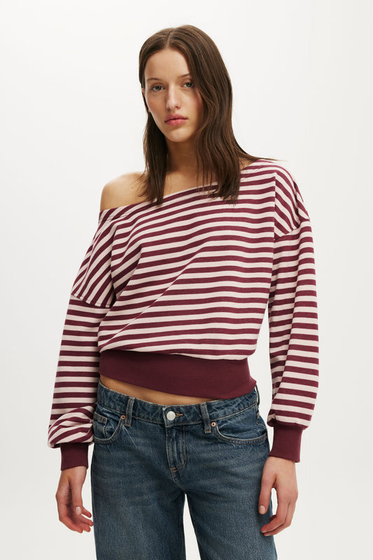 Relaxed Off Shoulder Sweatshirt