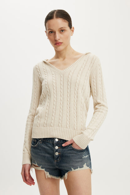 Cotton V Neck Pullover
