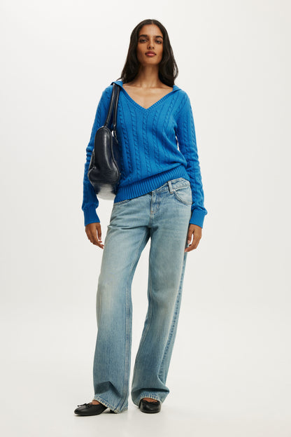 Cotton V Neck Pullover