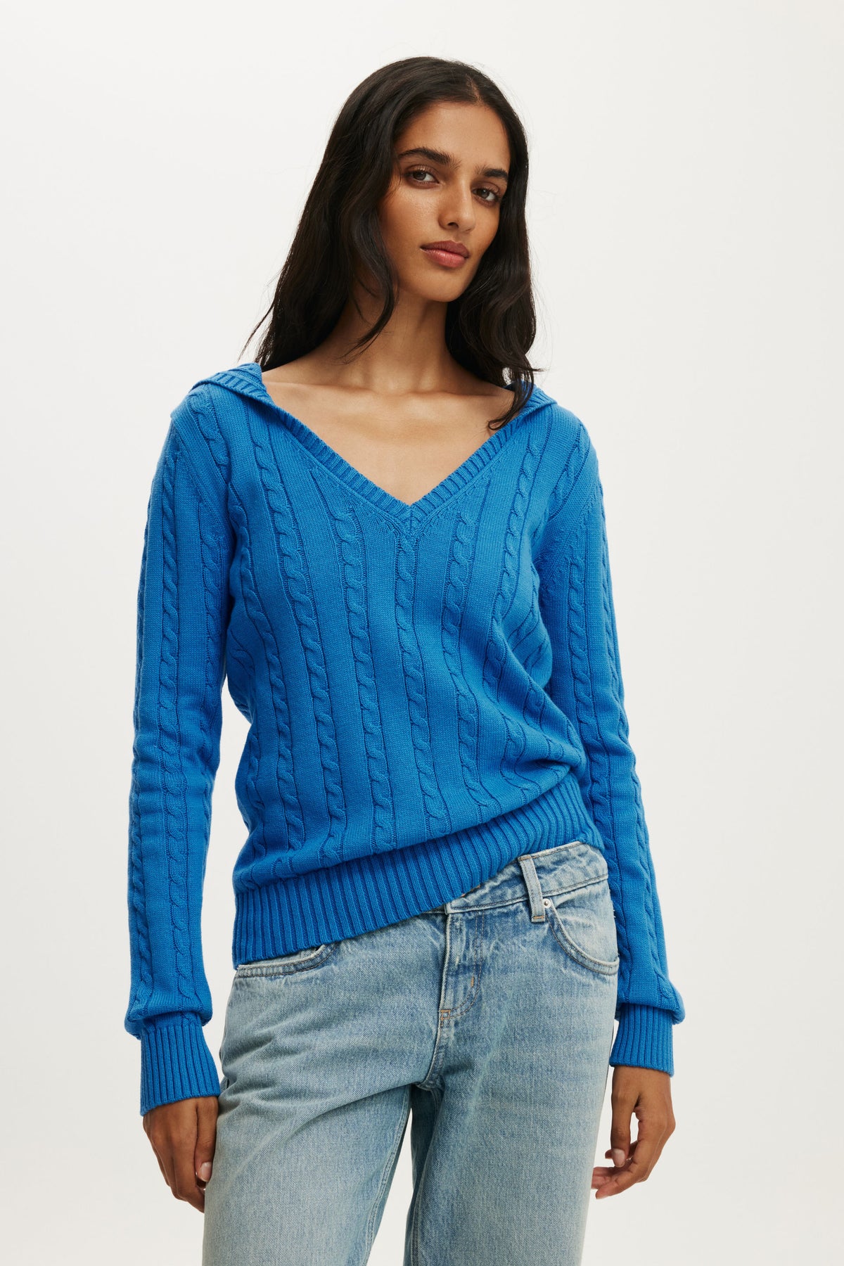 Cotton V Neck Pullover