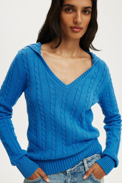 Cotton V Neck Pullover