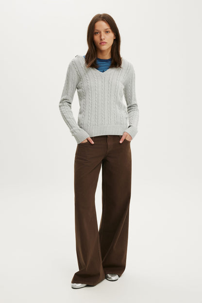 Cotton V Neck Pullover