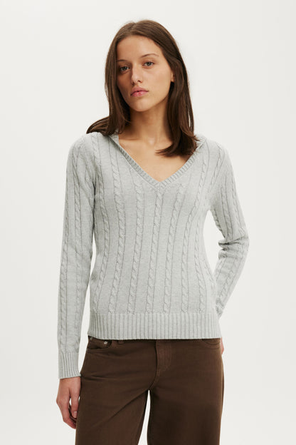 Cotton V Neck Pullover