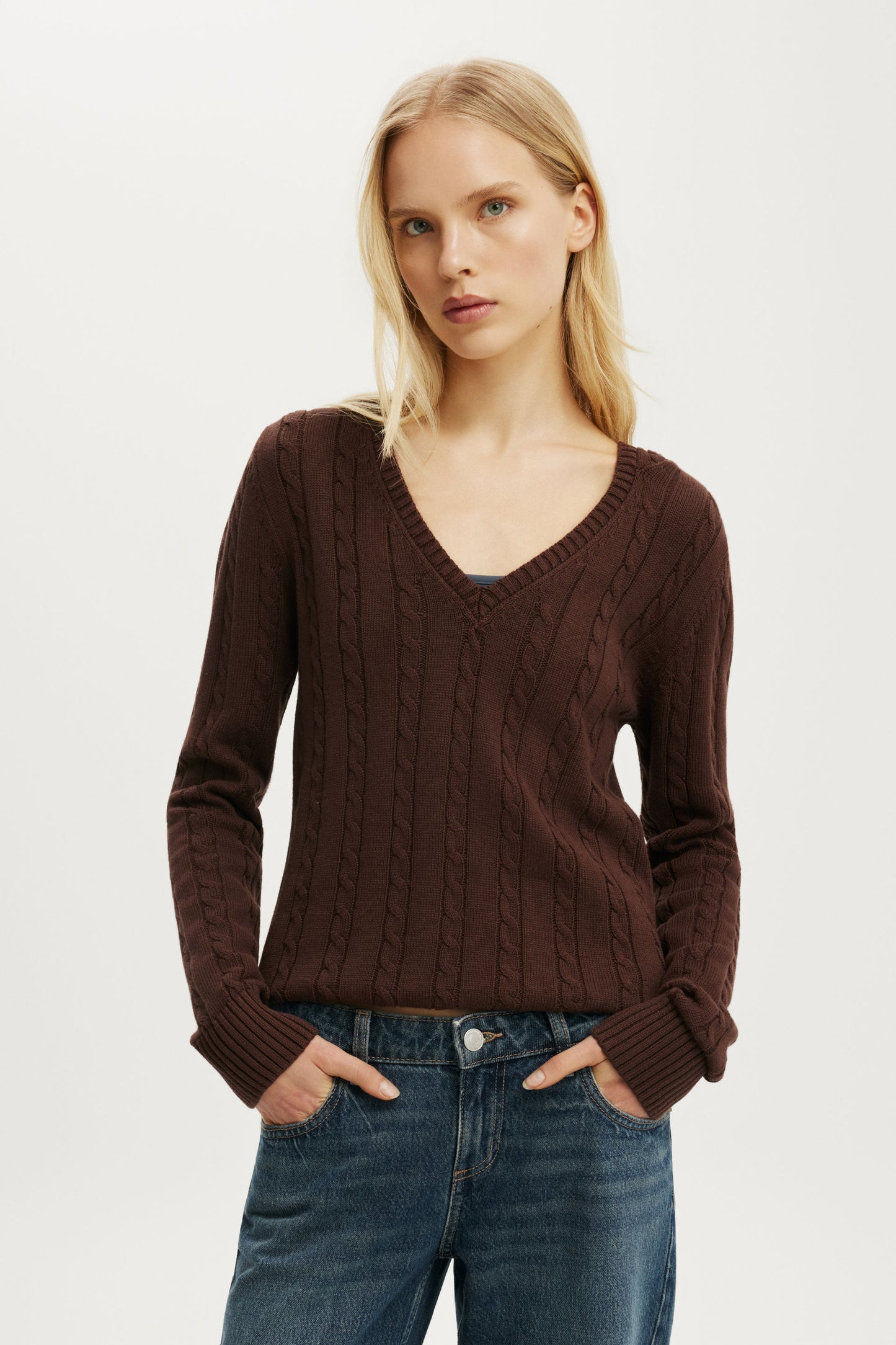 Cotton V Neck Pullover