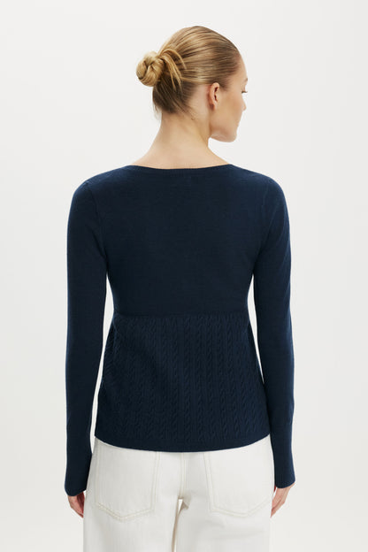 Ls Babydoll Button Through Knit