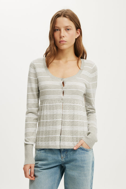 Ls Babydoll Button Through Knit