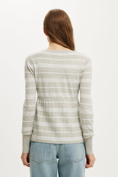 Ls Babydoll Button Through Knit