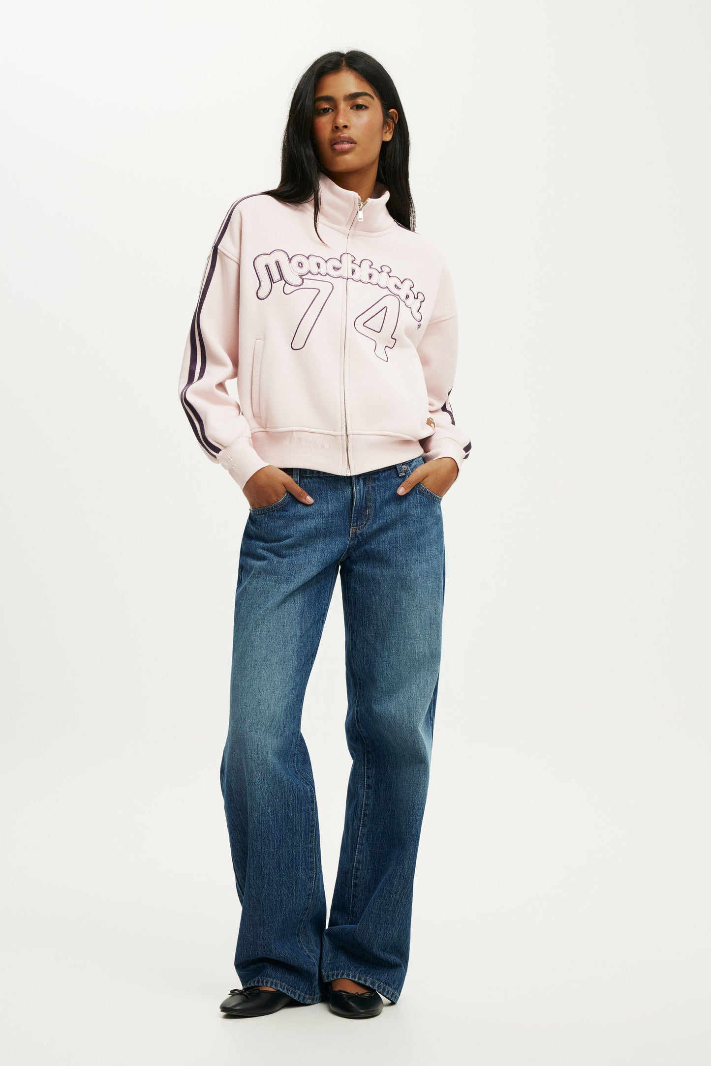 Monchhichi Funnel Neck Fleece Zip Through