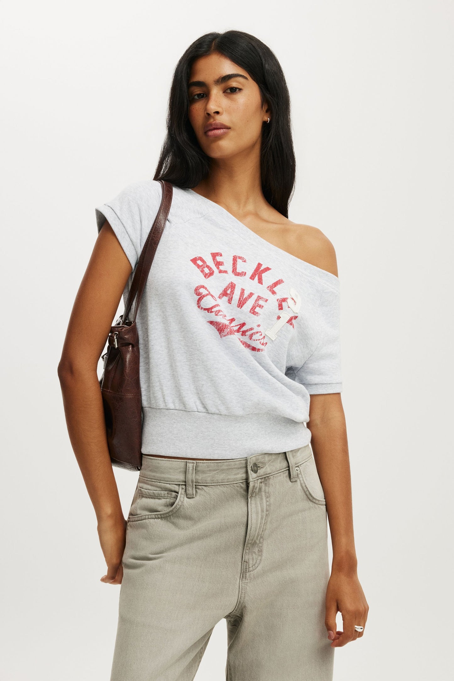 Short Sleeve Off Shoulder Sweatshirt