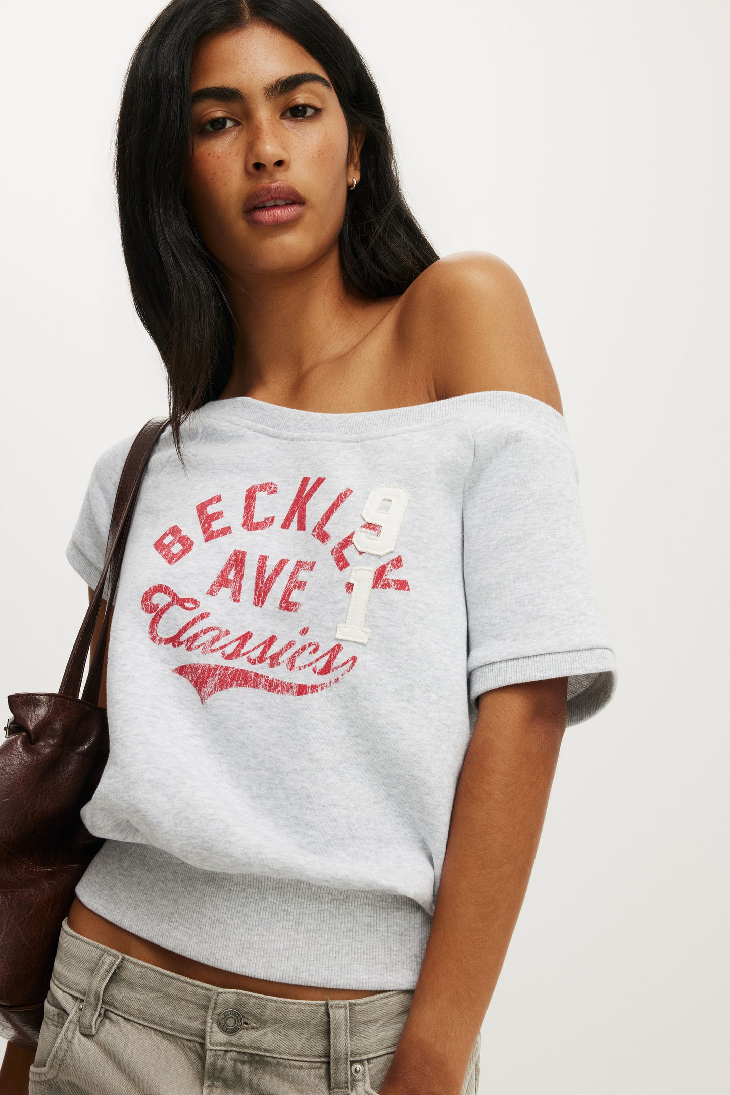 Short Sleeve Off Shoulder Sweatshirt