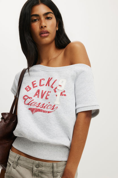 Short Sleeve Off Shoulder Sweatshirt