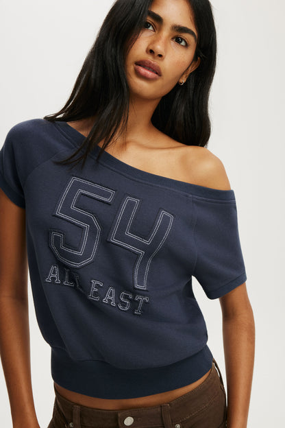 Short Sleeve Off Shoulder Sweatshirt