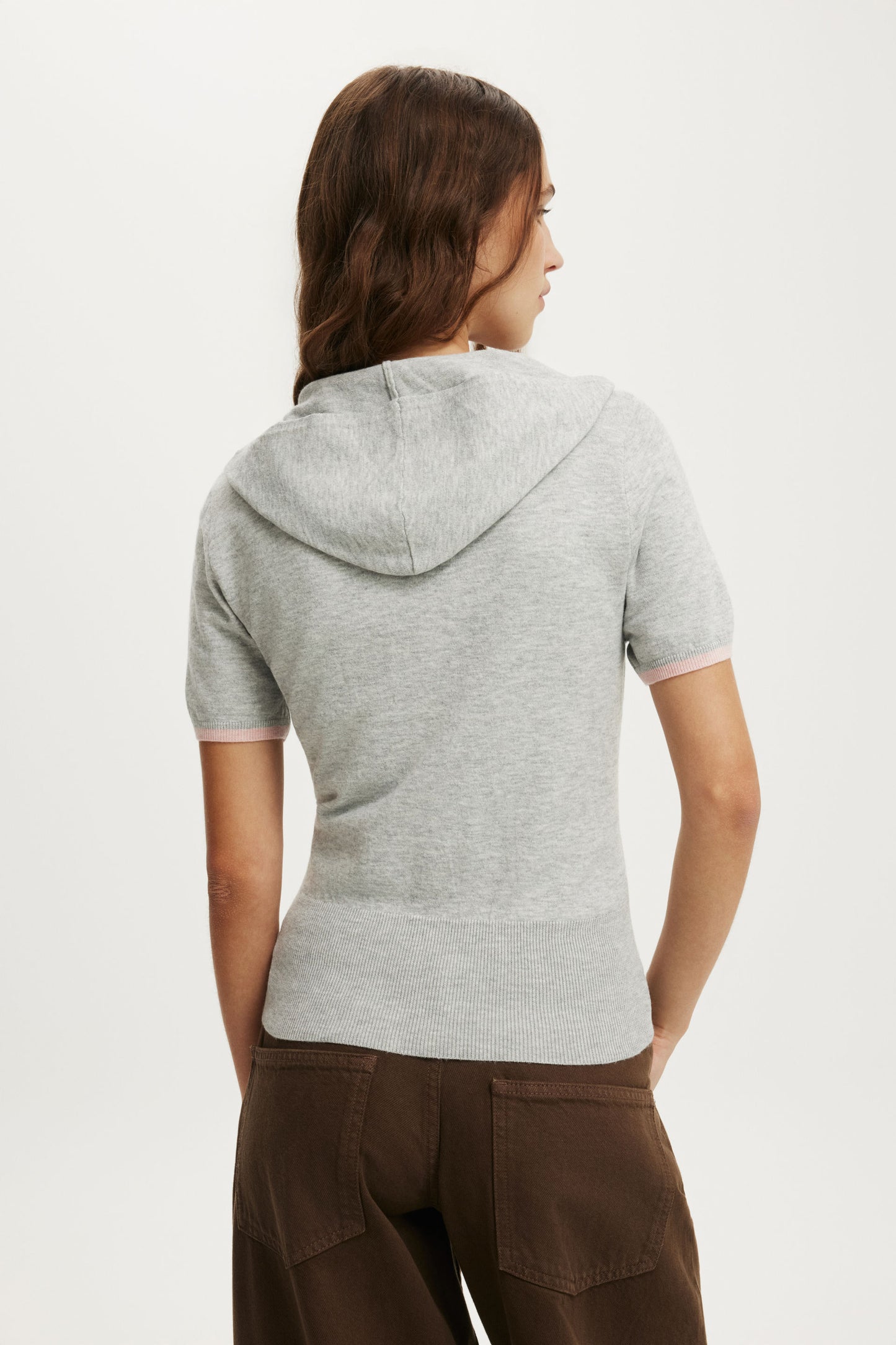 Cap Slv Sara Hooded Zip Knit
