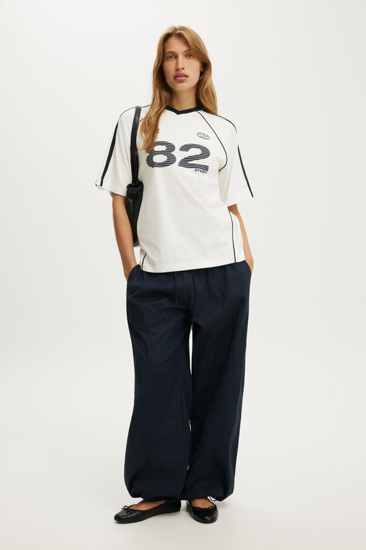 Vneck Oversized Raglan Graphic Tee