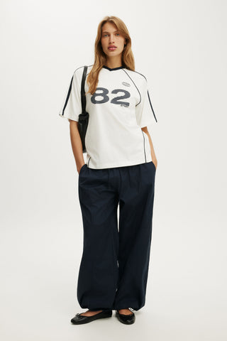 Vneck Oversized Raglan Graphic Tee