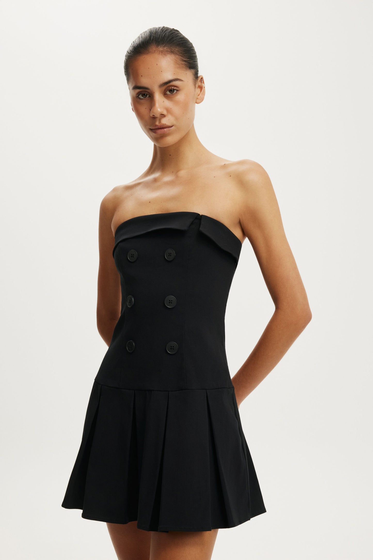 Strapless Suiting Mini Dress