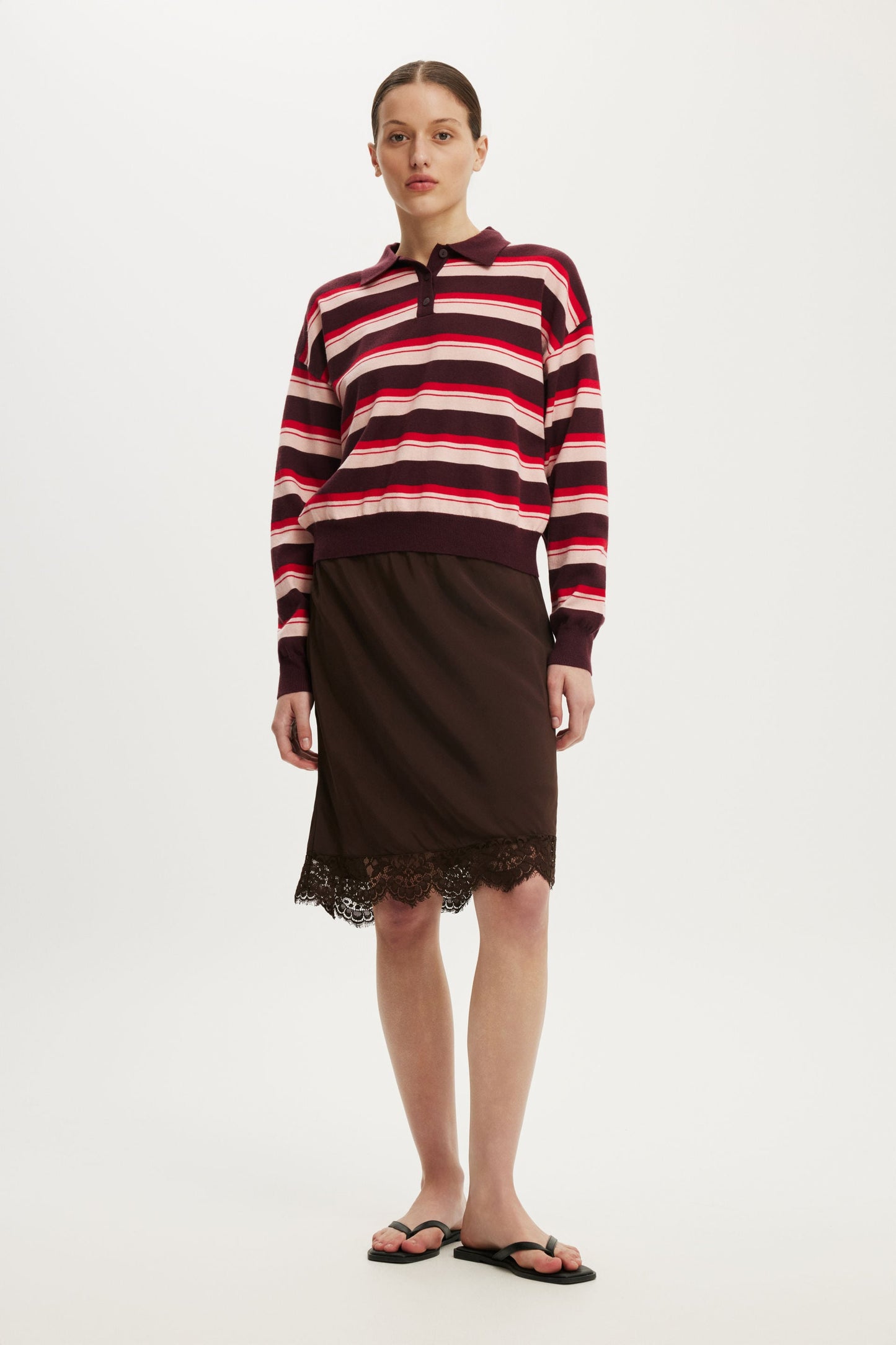 Boxy Ls Polo Knit
