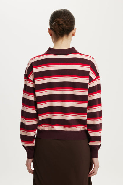 Boxy Ls Polo Knit