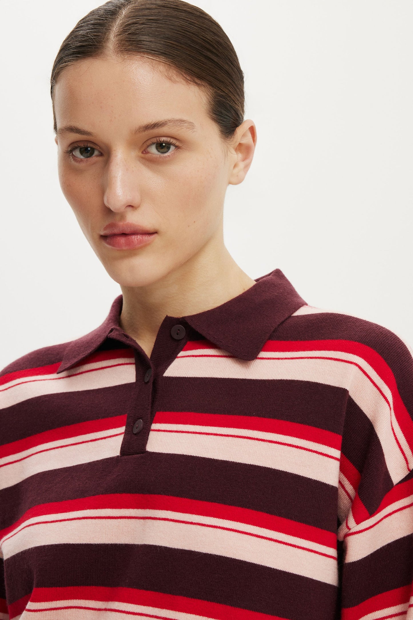 Boxy Ls Polo Knit