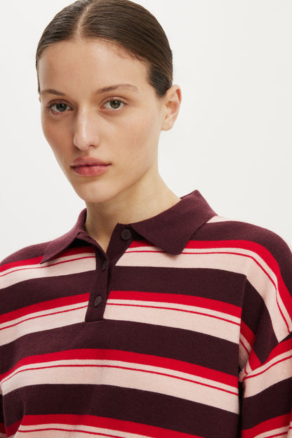 Boxy Ls Polo Knit