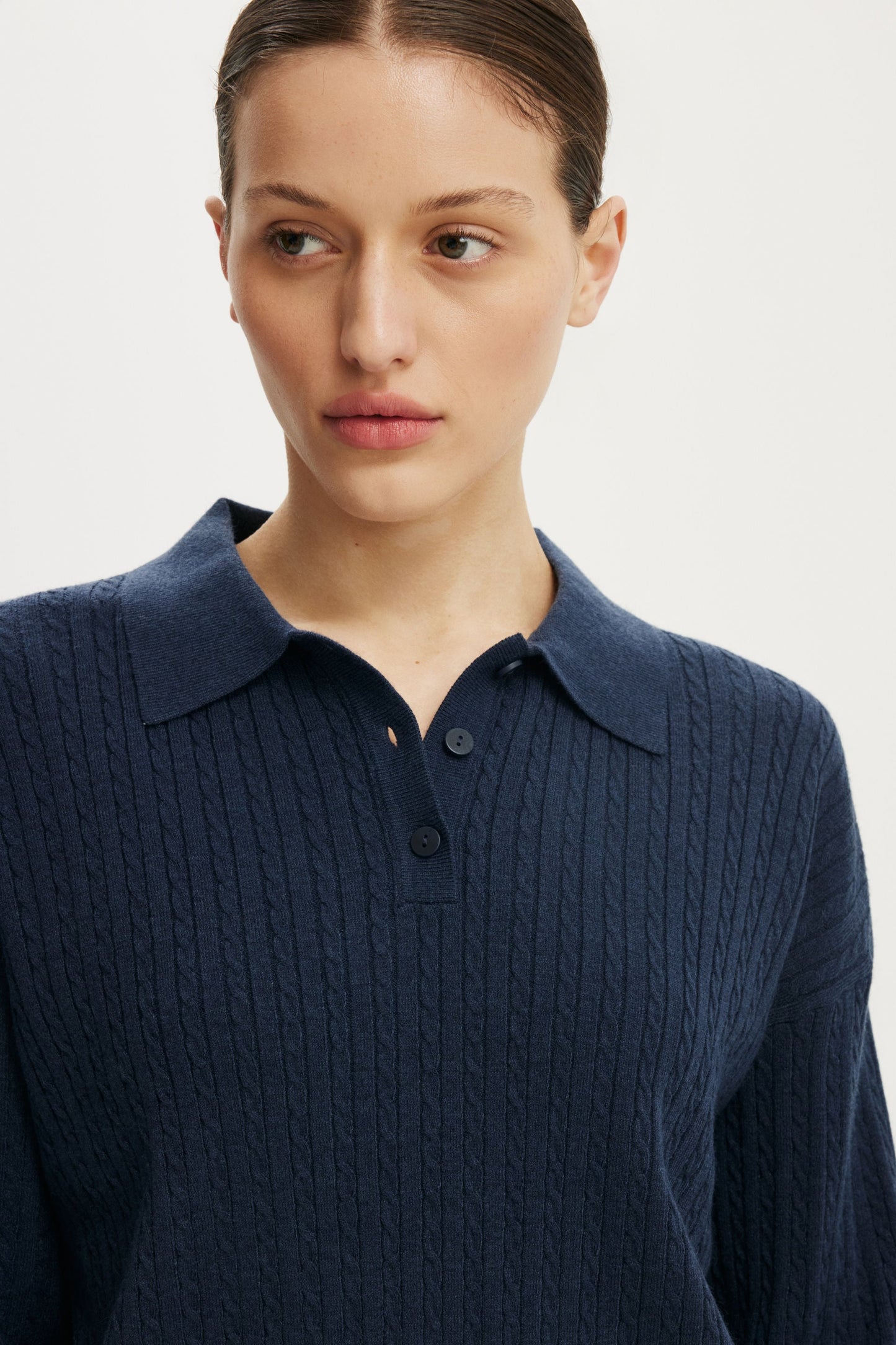 Boxy Ls Polo Knit