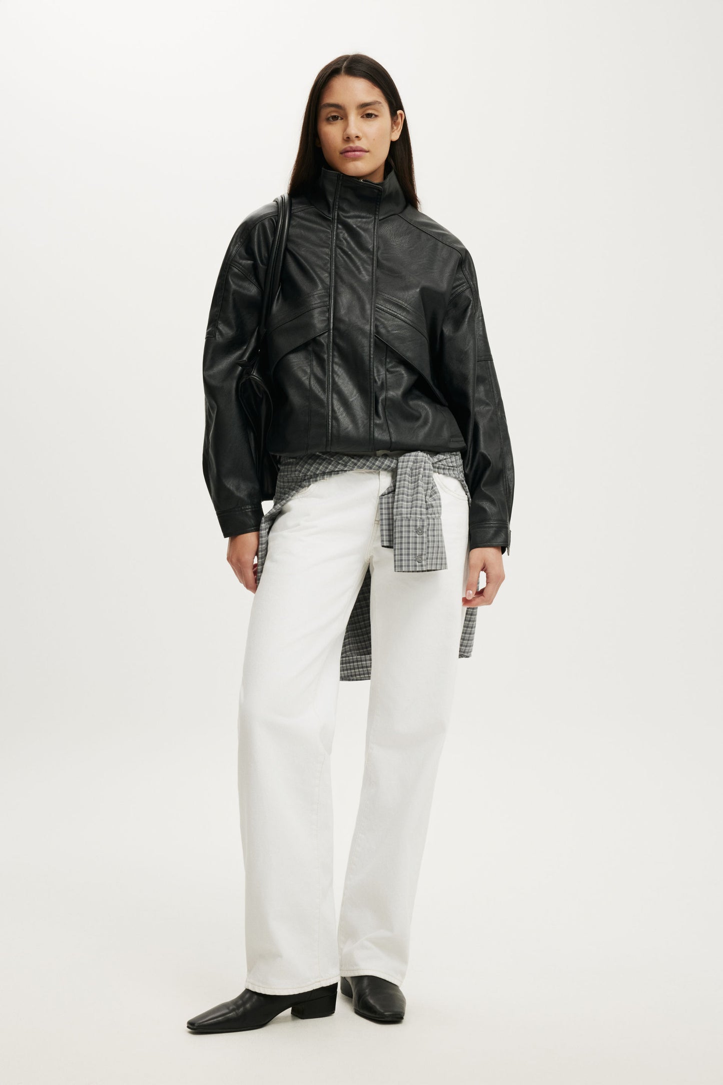 Theo Faux Leather Bomber