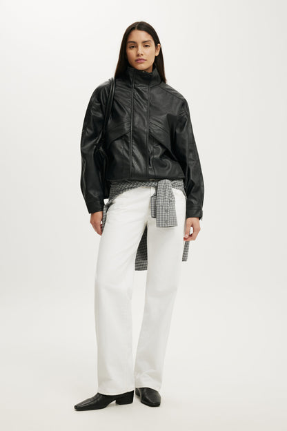 Theo Faux Leather Bomber