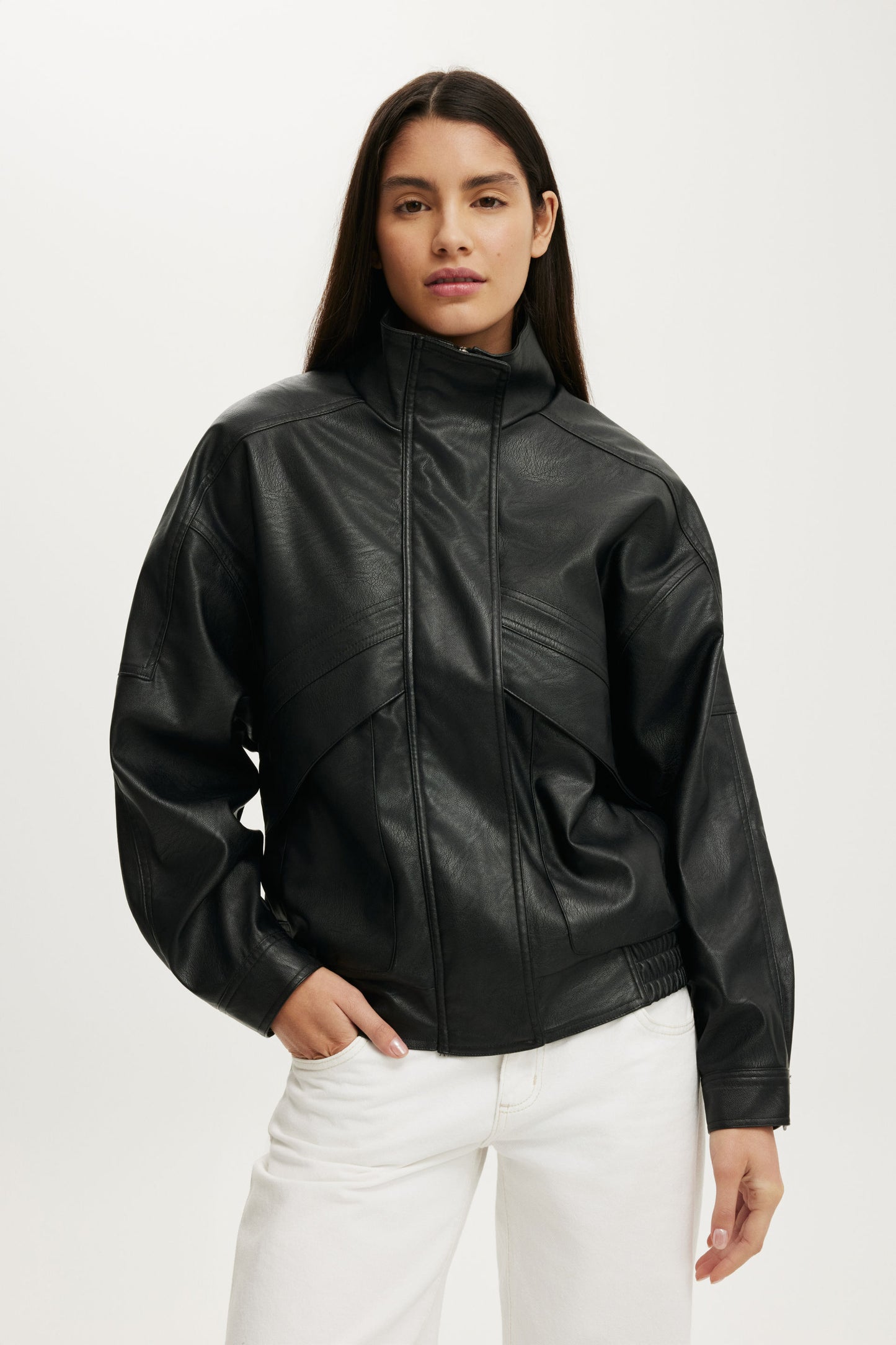 Theo Faux Leather Bomber