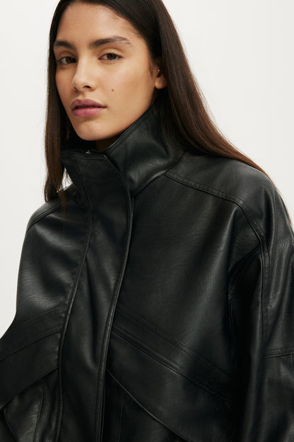 Theo Faux Leather Bomber