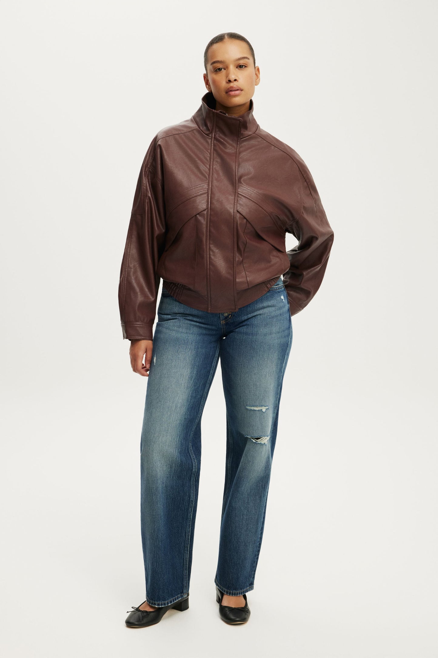 Theo Faux Leather Bomber
